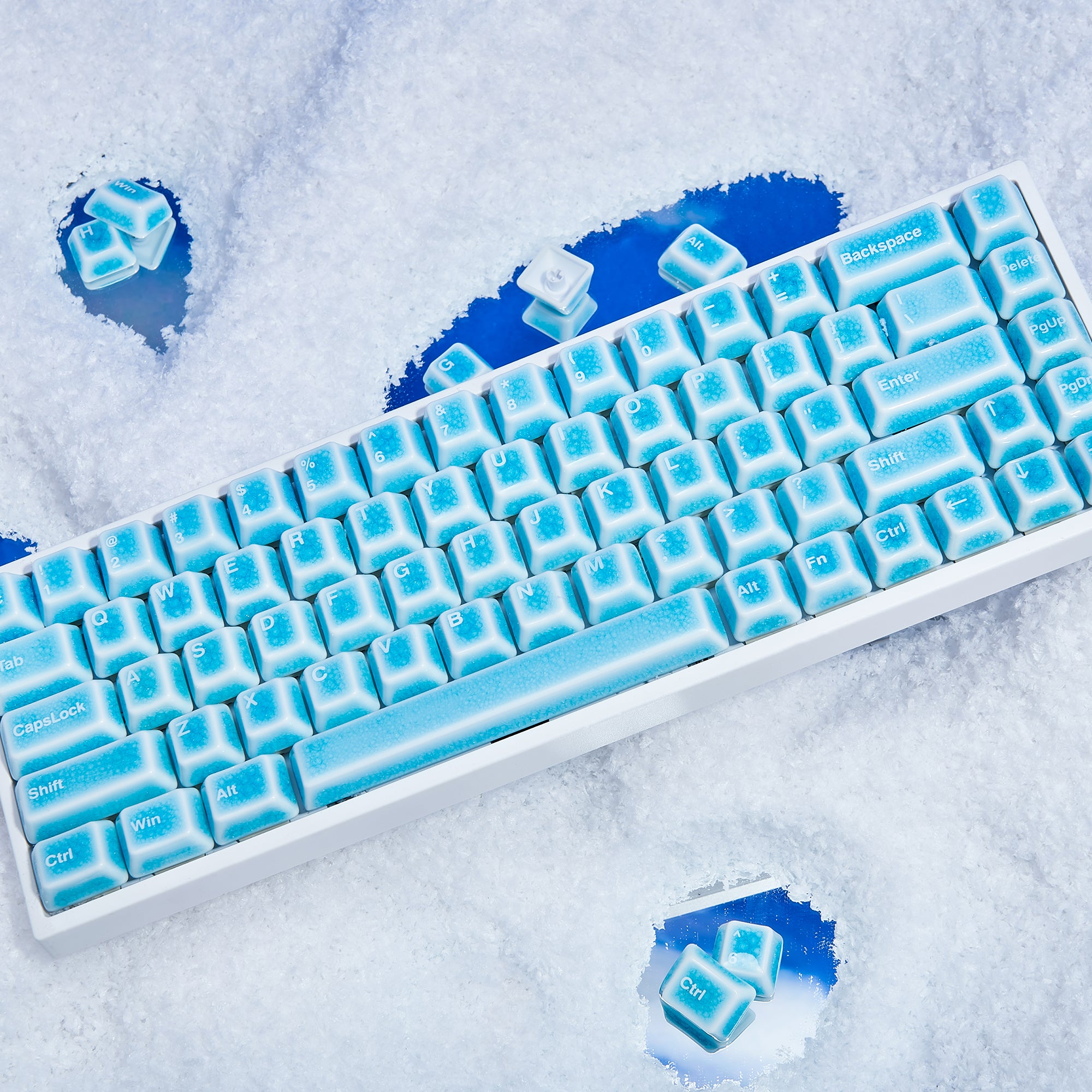 114 Keys Blue Crazed Ceramic Keycaps Set | Cerakey