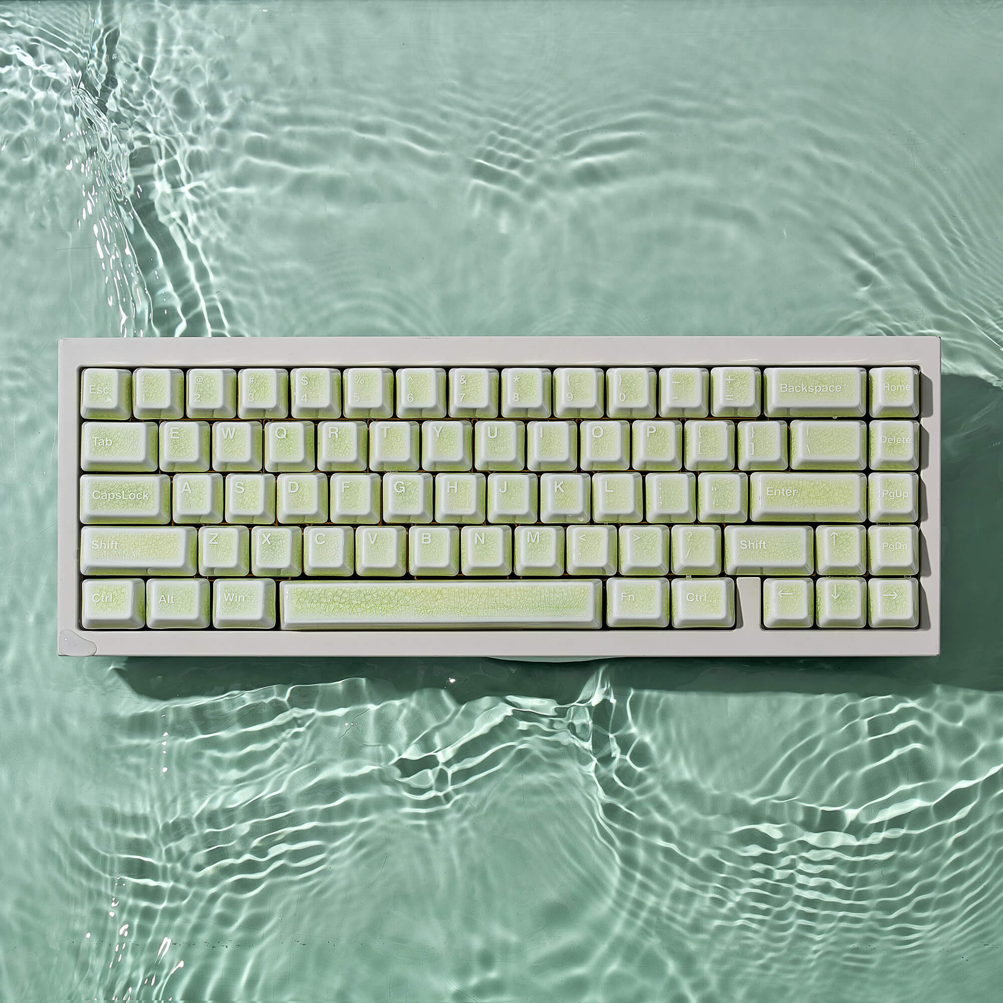 114 Keys Green Crazed Ceramic Keycaps Set | Cerakey