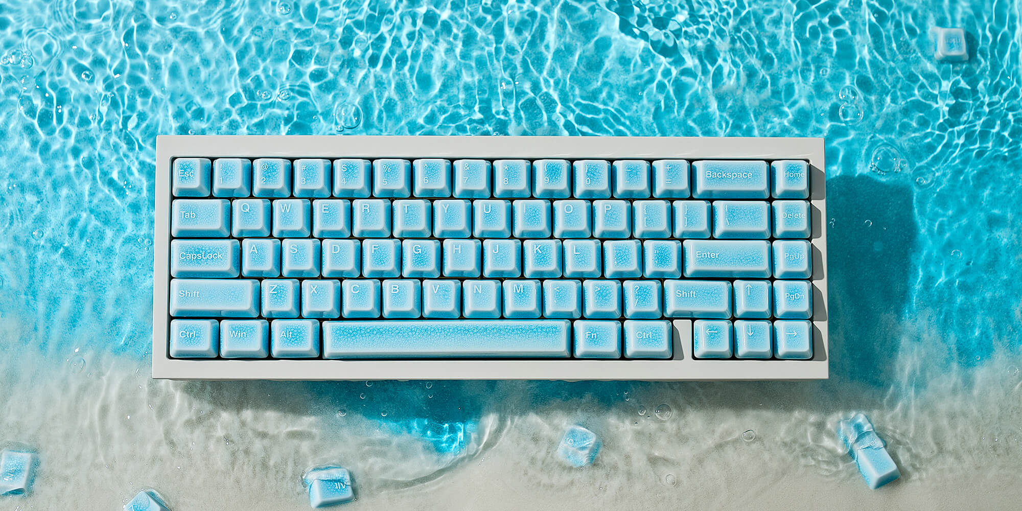 114 Keys Blue Crazed Ceramic Keycaps Set | Cerakey
