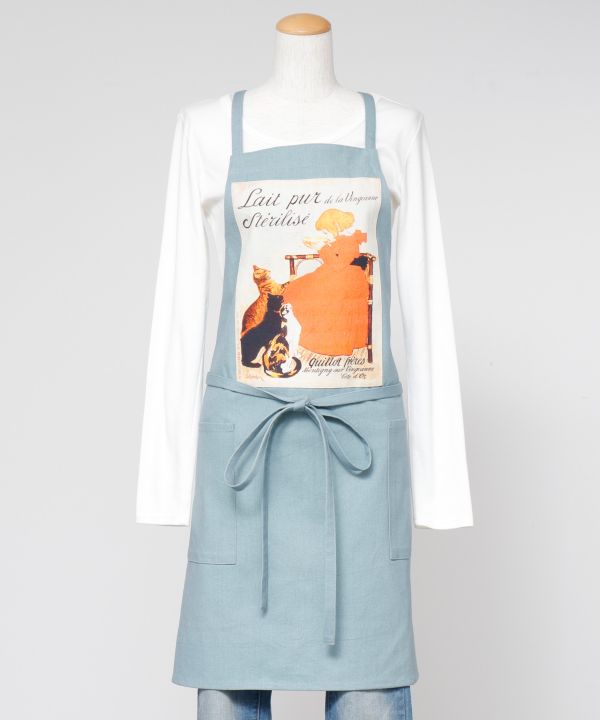 オーガニックコットン】アフィーシュエプロン(BLUE): 『欧州航路』
