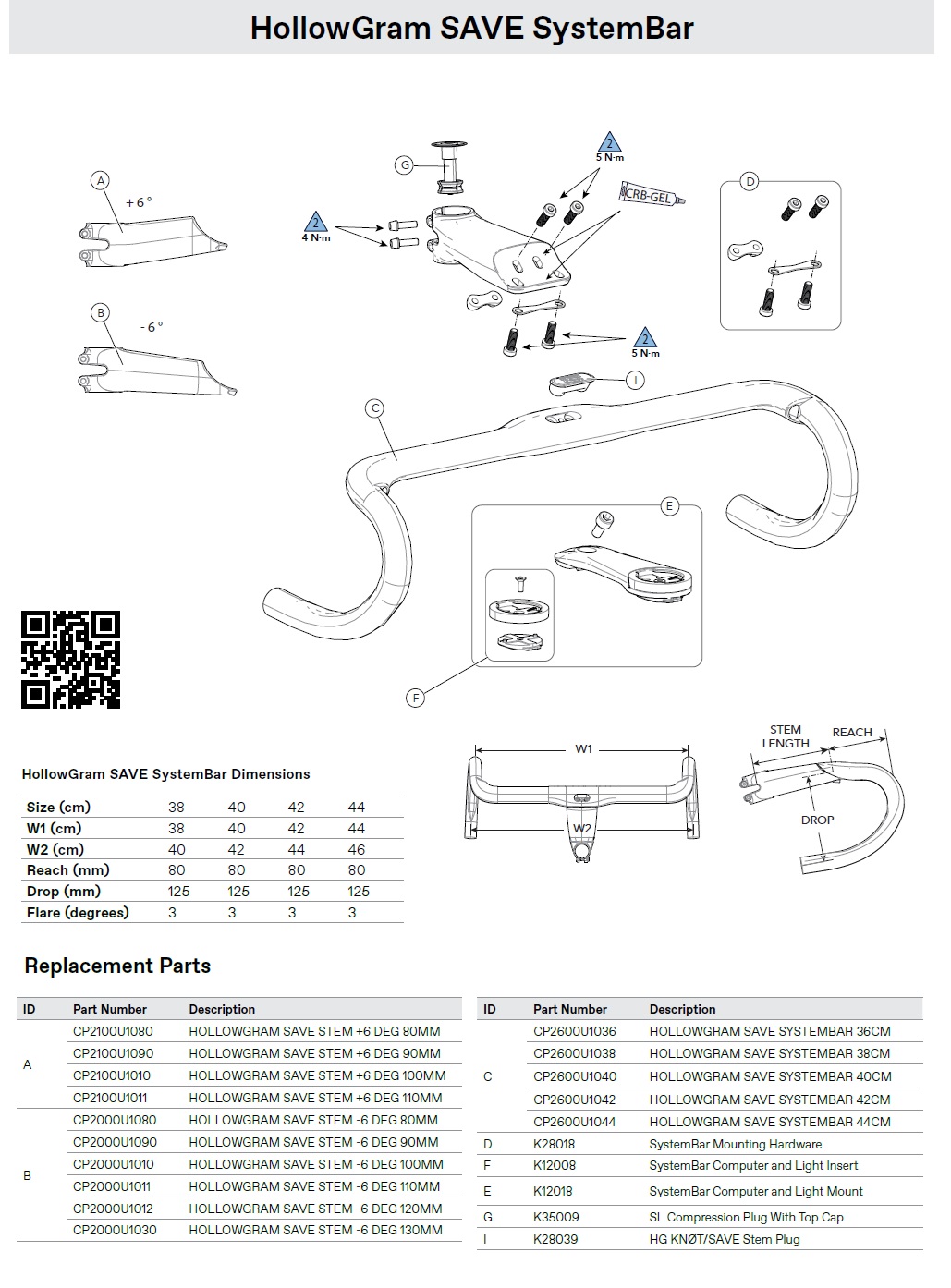 Cannondale Hollowgram Save Systembar Parts List and Exploded