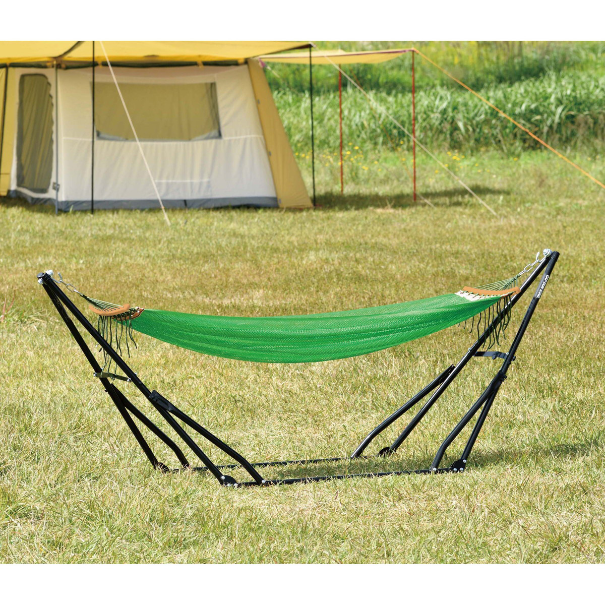スチールポール 3WAYハンモックセット(グリーン・ブルー) - アウトドア