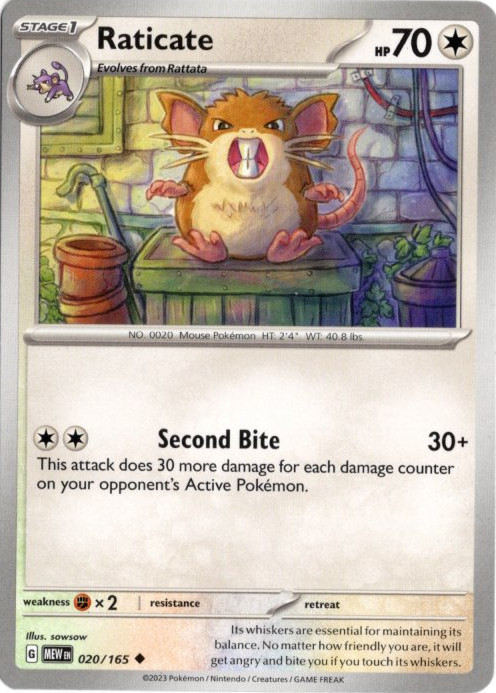 ラッタ 海外版 英語版 Raticate - 020/165 -【Card Chicken】