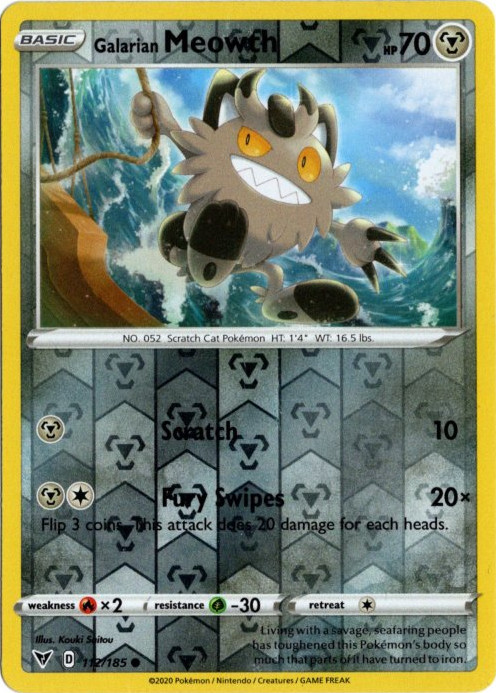 ガラルニャース 海外版 英語版 リバホロ Galarian Meowth - 112/185