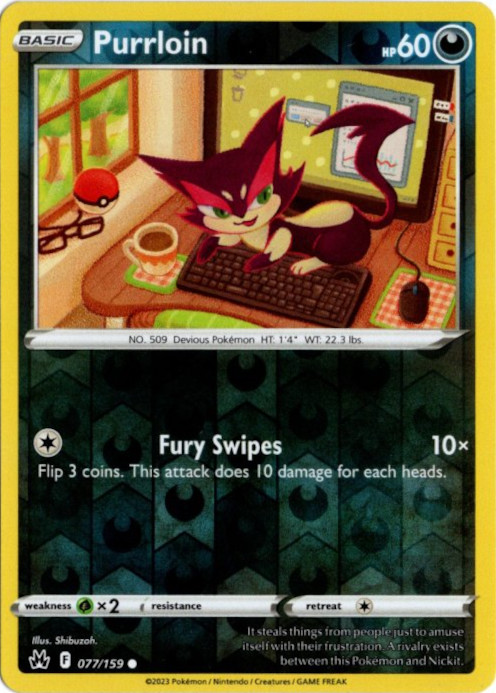 チョロネコ 海外版 英語版 リバホロ Purrloin - 077/159 -【Card Chicken】