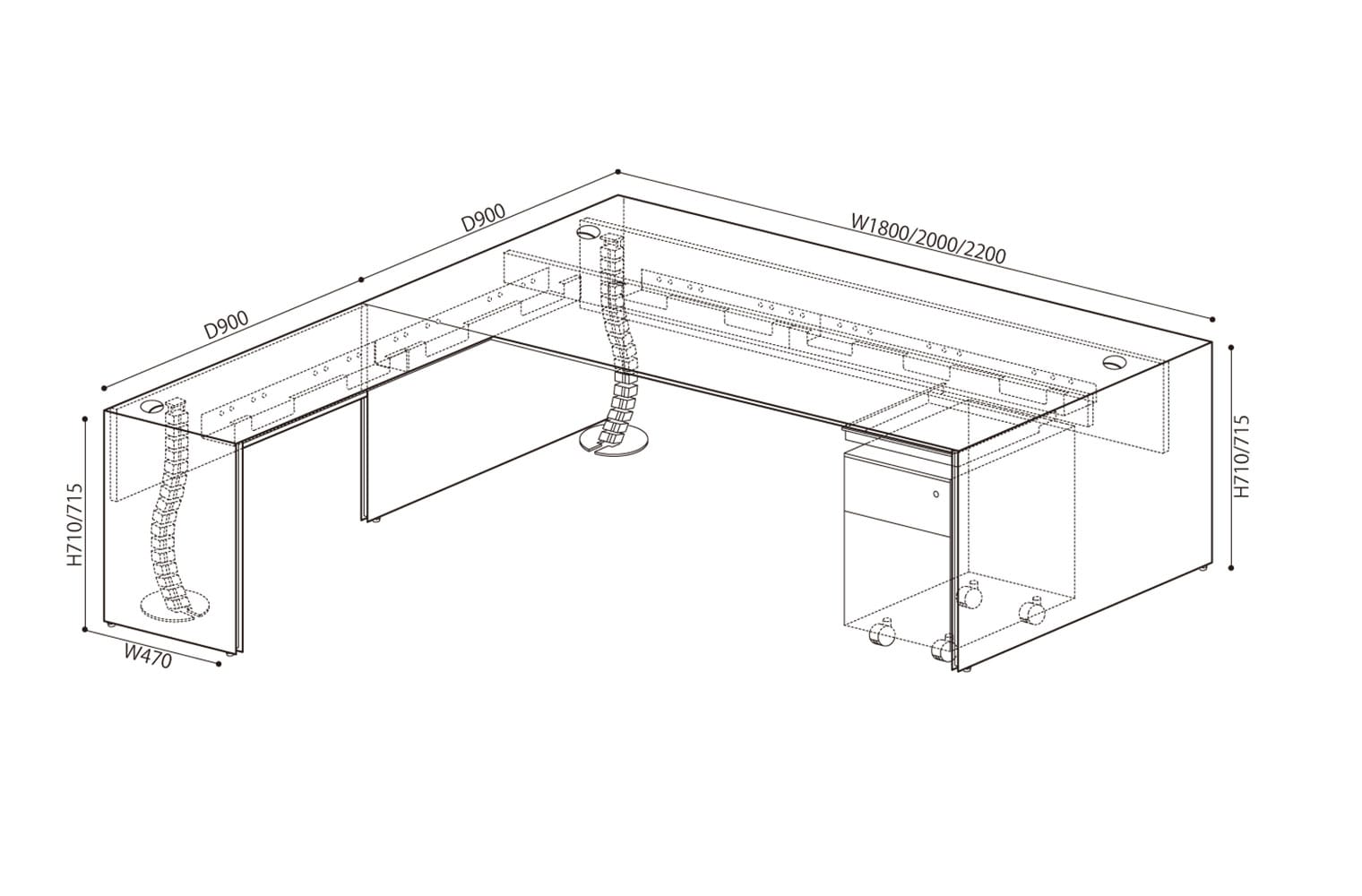IXC(イクスシー）AIR FRAME 3009 EXECUTIVE DESKoption parts
