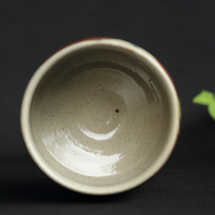 濱田友緒 柿釉赤絵湯呑 満容量350ml 登り窯焼成 益子焼茶器 作家ものカップ