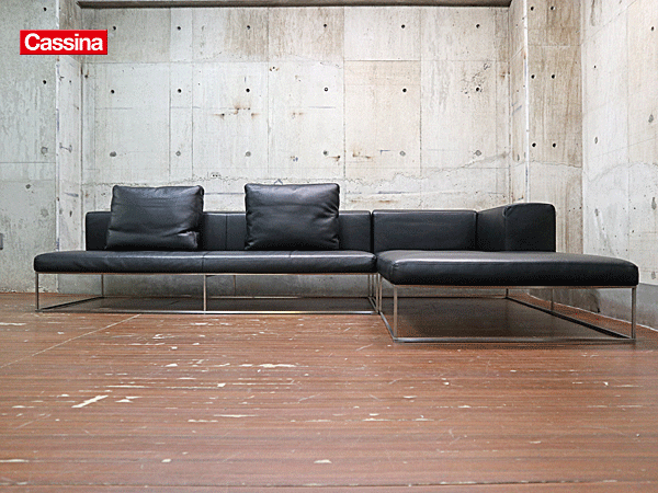 Cassina】カッシーナ ILE sofa イル ソファ 黒総革 カウチソファ