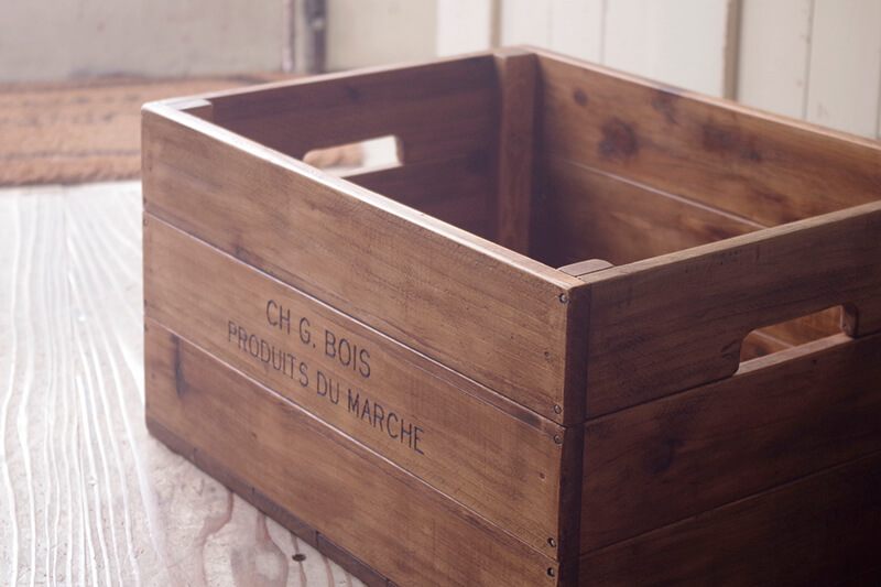 アンティーク風木製コンテナボックス｜カフェ風インテリア木箱｜通販