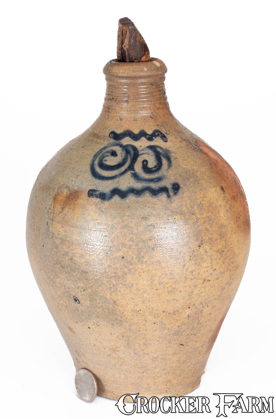 Half-Gallon 18th Century Stoneware Watch Spring Jug, attrib