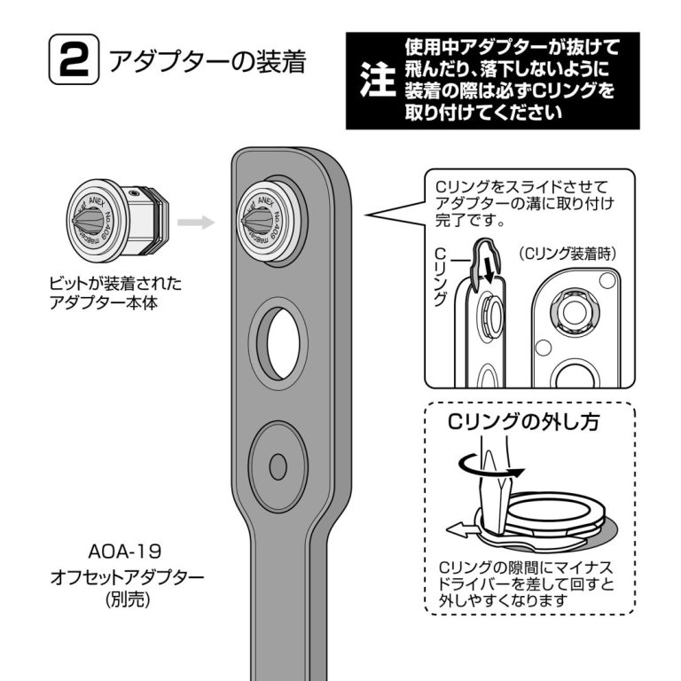 オフセットアダプター19mm用 ビットアダプターショートタイプ | ANEX