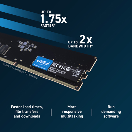 Crucial 16GB DDR5 5600MHz CL46 UDIMM Desktop Memory Module
