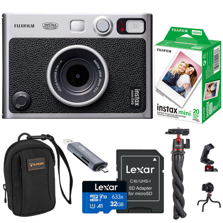 Fujifilm Instax Mini Evo Instant Film Camera, Black + Accessories