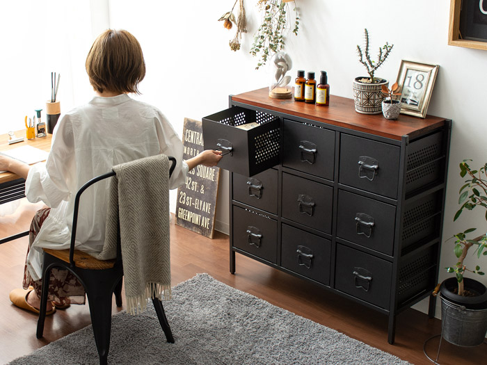 ヴィンテージ調ドロワーチェスト BILLS〔ビルズ〕 [幅92] 9ドロワー