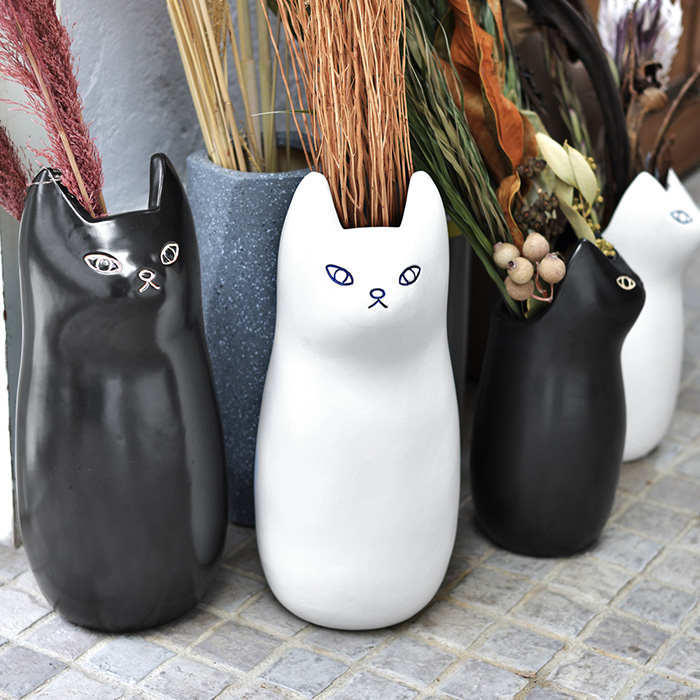 陶器製ネコのアンブレラスタンド Lサイズ | 家具・インテリア通販