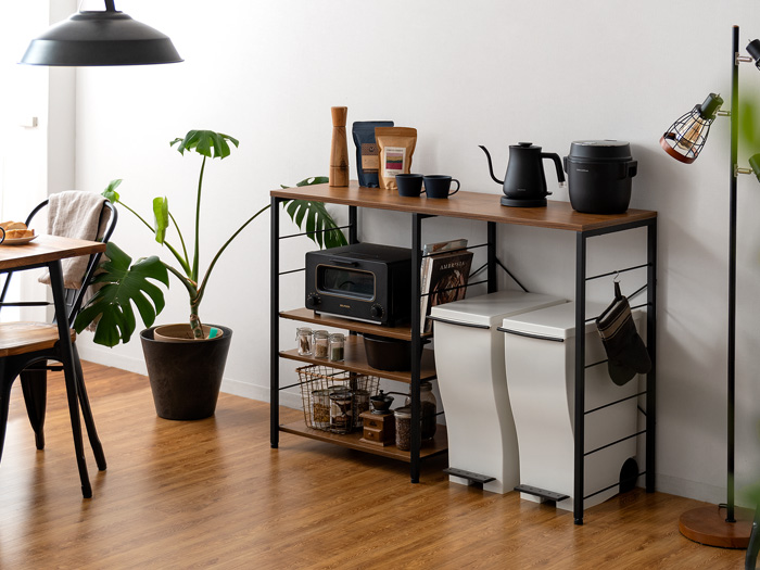 ゴミ箱収納キッチンカウンター emery(エメリー) 120cm幅 背板なし