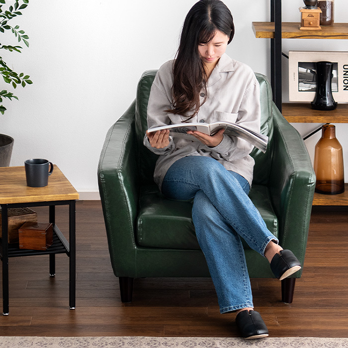 1人掛けソファ パーソナルチェア ポケットコイル 天然木脚 LAURU