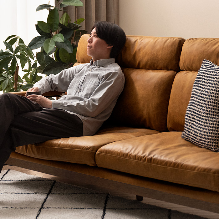 2Pハイバックレザーファブリックソファ GRANO(グラノ) | 家具