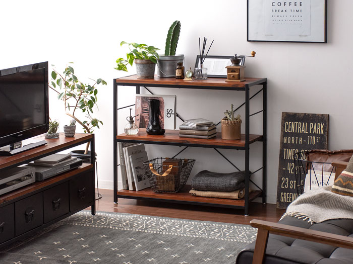 ヴィンテージウッドオープンラック BILLS(ビルズ) 90cm幅 4段タイプ