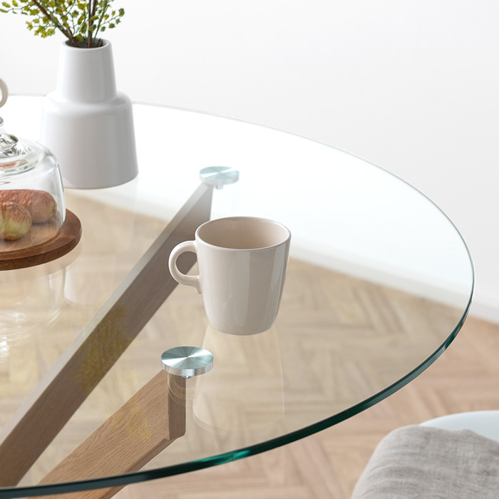 4人用 円形ガラスダイニングテーブル Louise(ルイーズ) | 家具