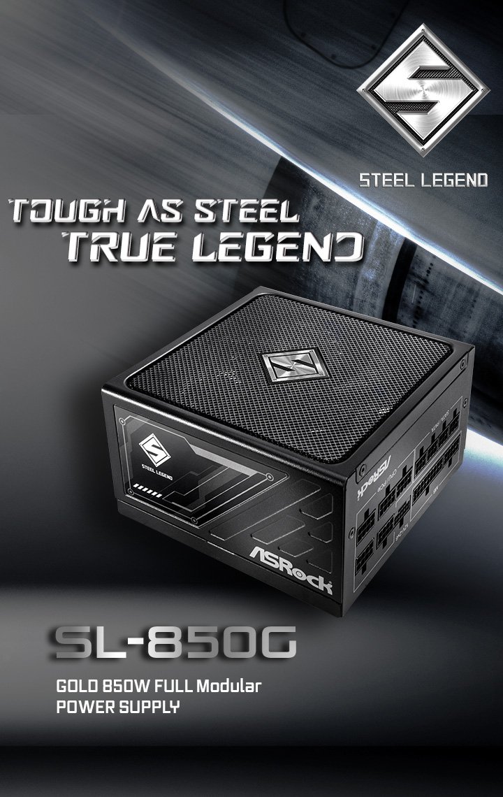 ASRock SL-850G 850W フルモジュラー電源 PC電源 Steel Legend 850w ブラック SL-850G [850W /ATX /Cybenetics