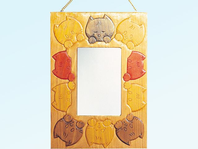 木彫 鏡付き額縁