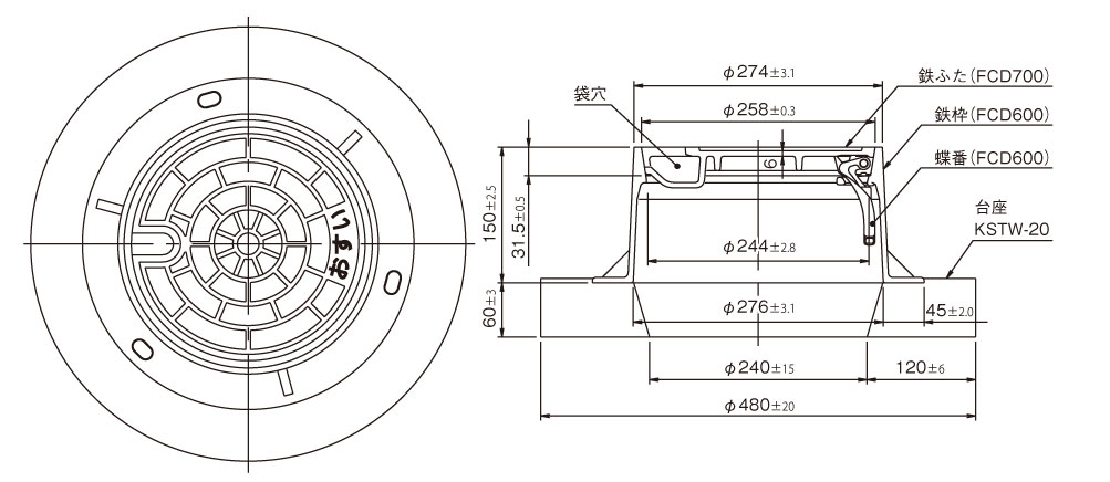 協会統一型・標準型 バール穴式・蓋裏蝶番付 | アロン化成 環境