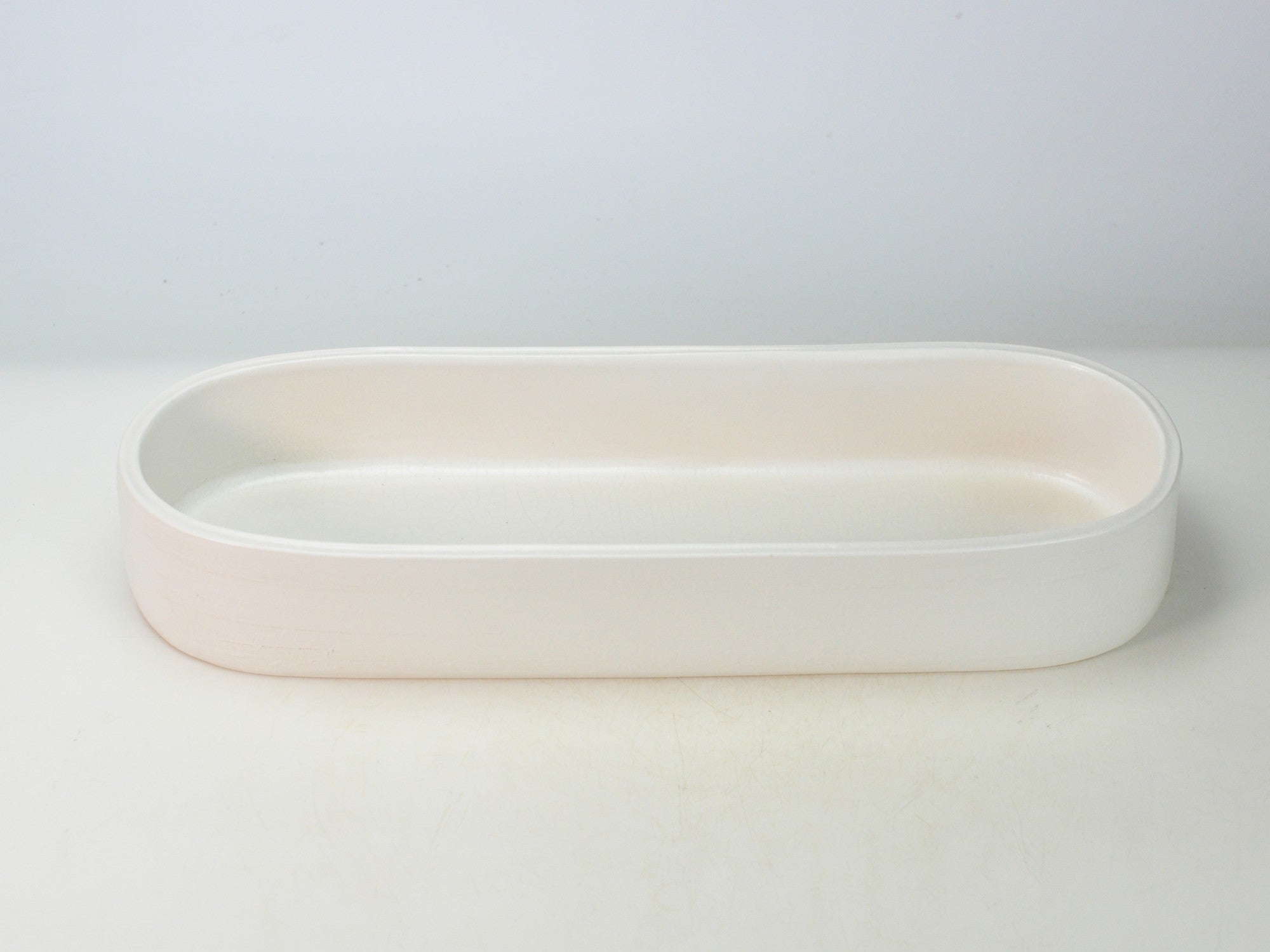 信楽焼 小判型水盤 16号 白マット 幅48cm×奥行16cm×高さ7cmの販売