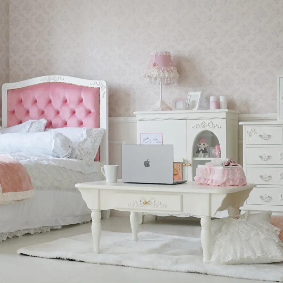 ステラリボン 姫系 センターテーブル ホワイト 幅90cm｜ロココ調家具