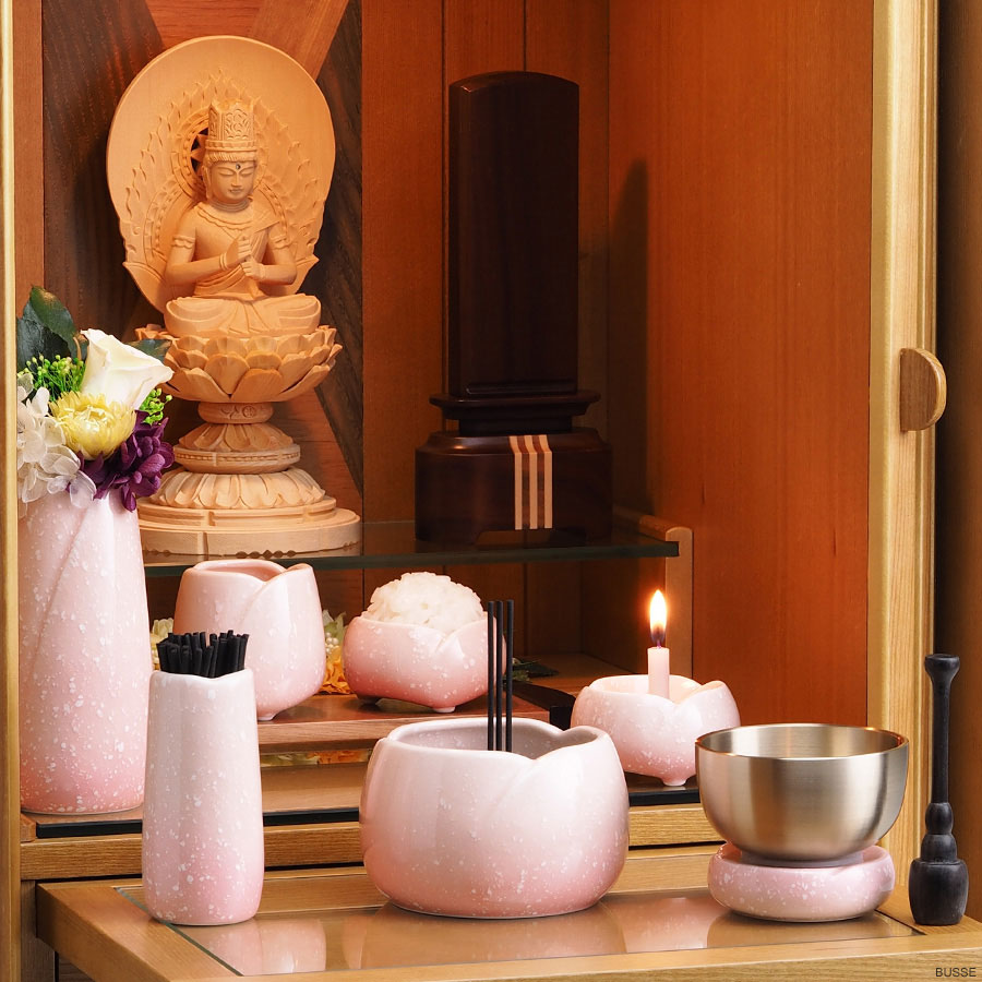 仏具 セット やわらぎ さくら 中サイズ 7点 小さいお仏壇の専門店
