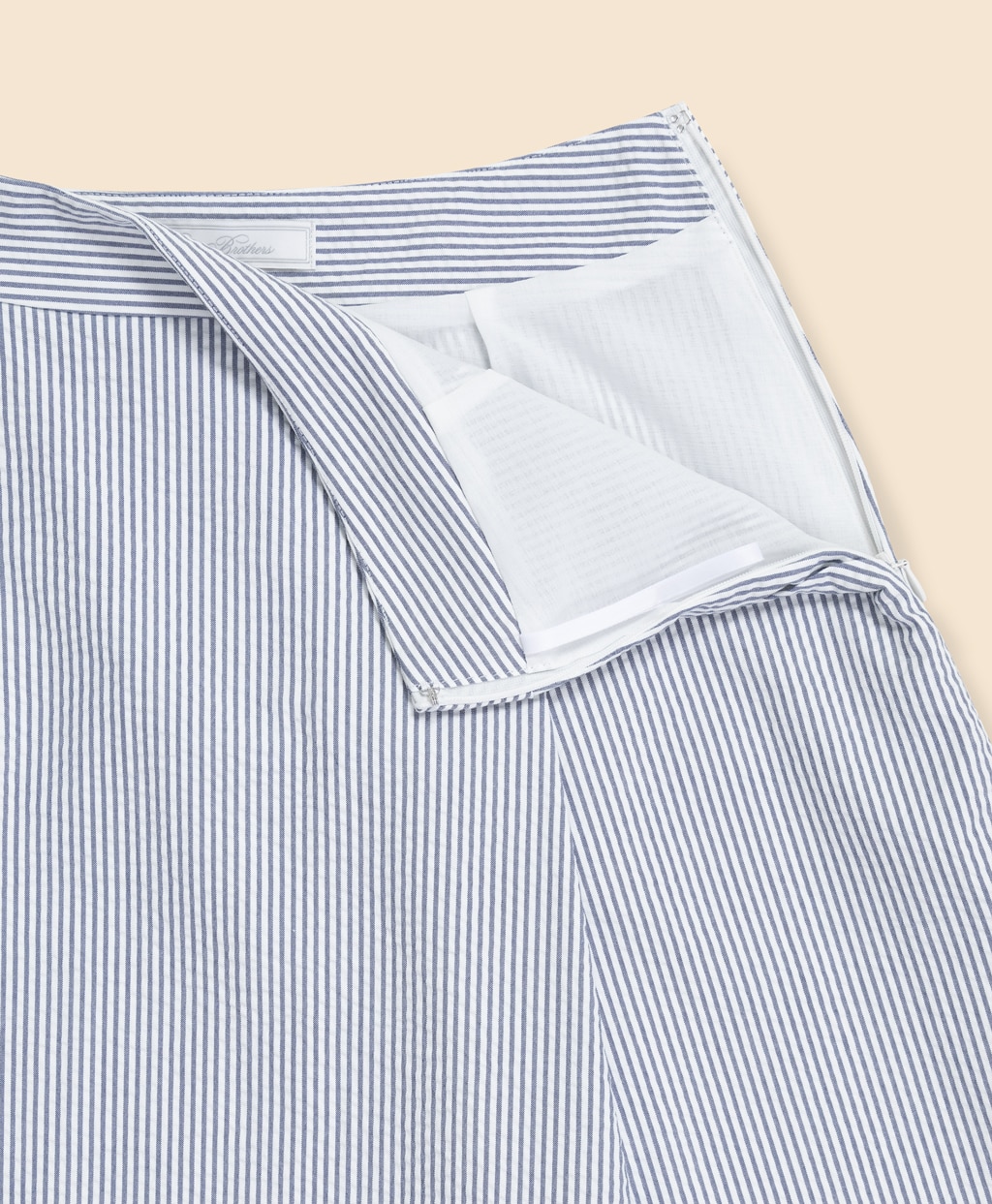 コットン シアサッカーストライプ ミディサーキュラースカート