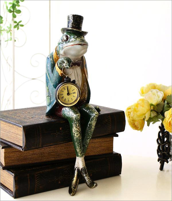 置時計 置き時計 おしゃれ カエル かえる 置物 雑貨 オブジェ 卓上