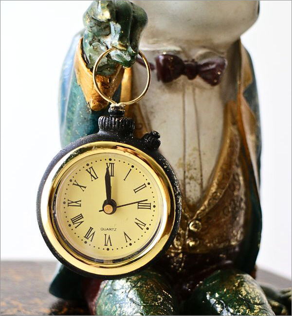 置時計 置き時計 おしゃれ カエル かえる 置物 雑貨 オブジェ 卓上