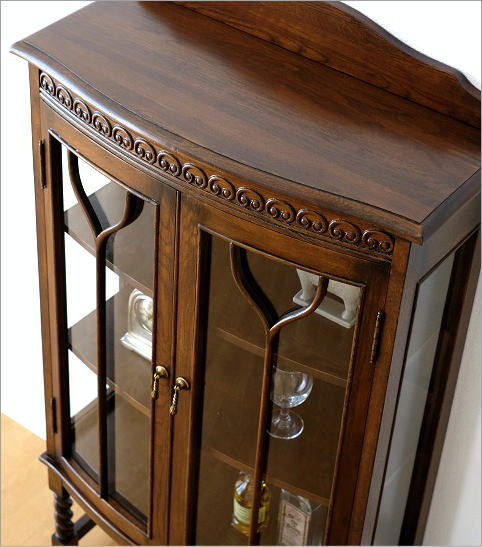 キャビネット ガラス アンティーク 飾り棚 ディスプレイラック オーク