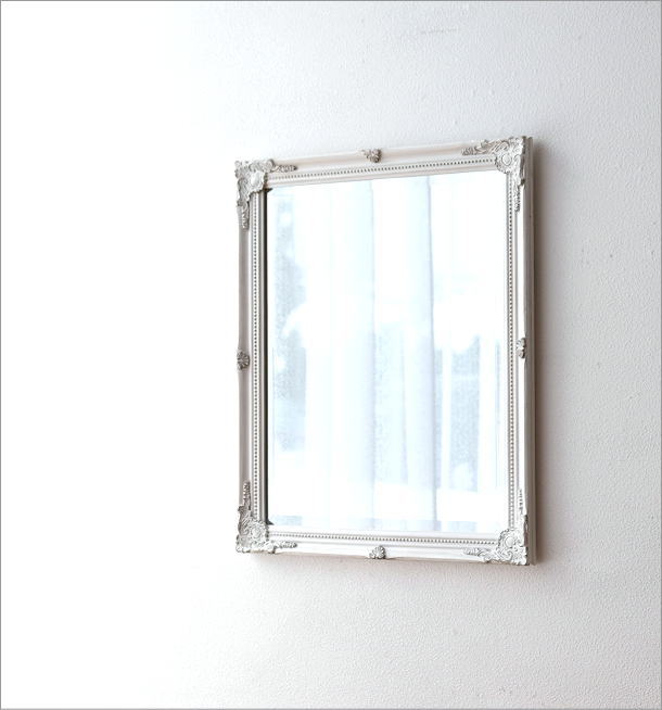 ウォールミラー ホワイト 白 壁掛けミラー 鏡 壁掛け アンティーク