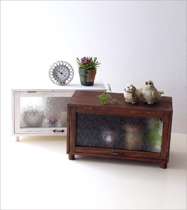 キャビネット スパイスラック おしゃれ ミニ ガラス ウッド 木製