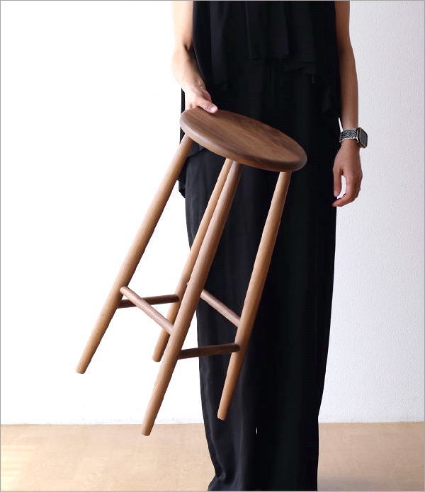 ハイスツール 天然木 無垢材 ウォールナット 木製 ウッドスツール