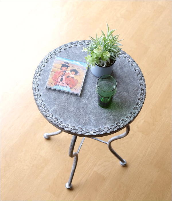 ガーデンテーブル アイアン アンティーク 屋外 室内 直径40cm 丸