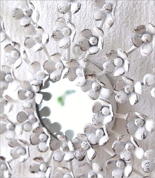 壁飾り アイアン 壁掛け おしゃれ アートパネル ミラー付き 花