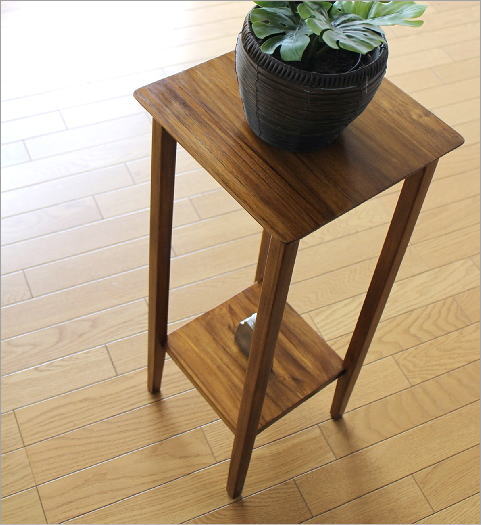 花台 木製 玄関 リビング インテリア 天然木 無垢材 チーク花台70