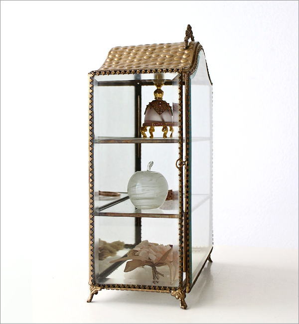 ガラスケース 真鍮 ショーケース 3段 アンティーク コレクションケース