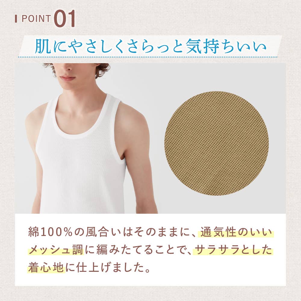 さらっと綿100%メッシュ】汗取りパッド付きVネックTシャツ【SALE