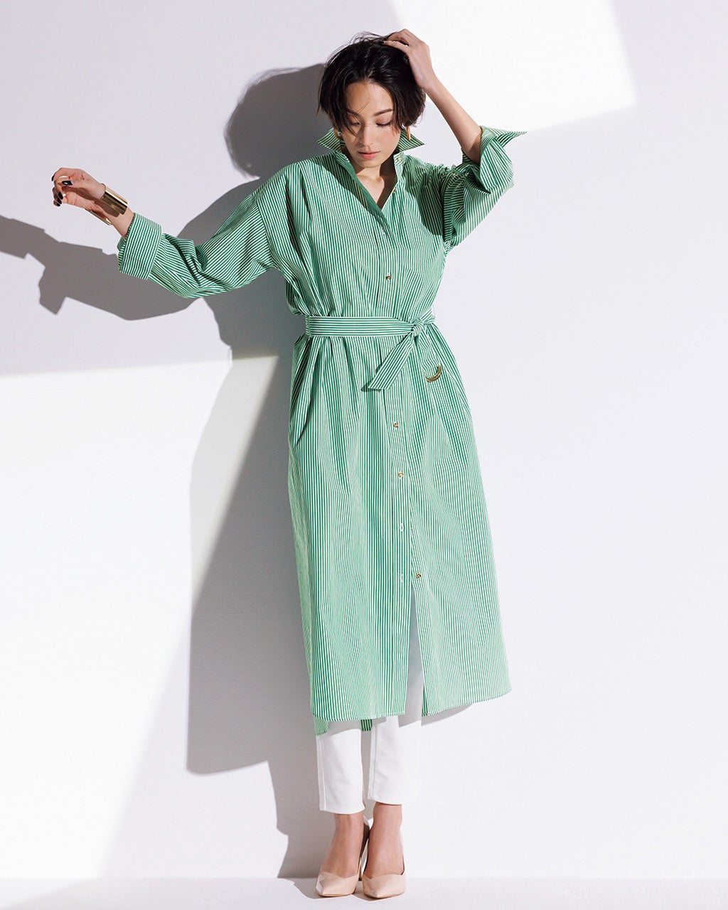 コットンストライプ・シャツワンピース/DoCLASSE