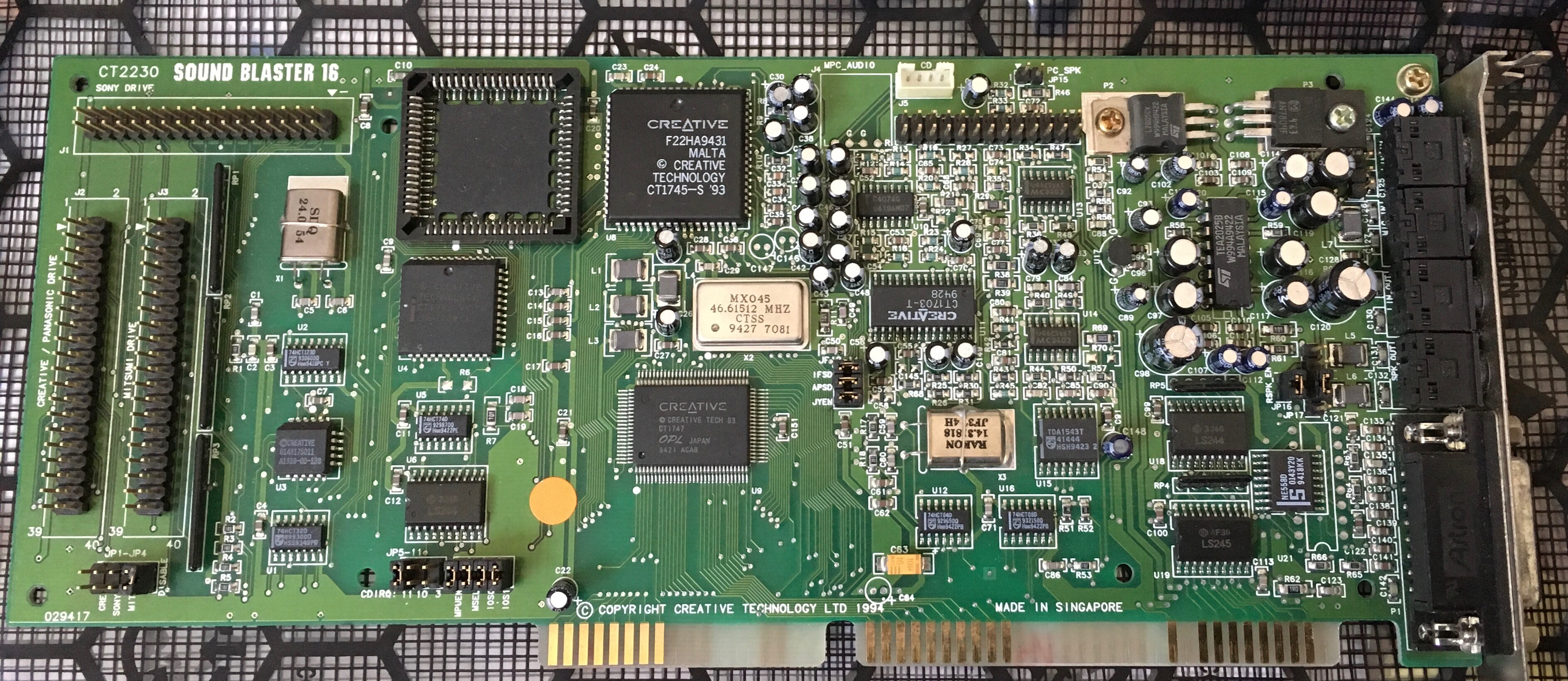 パーツ】CREATIVE SOUND BLASTER 16 CT2230 ISA サウンドカード