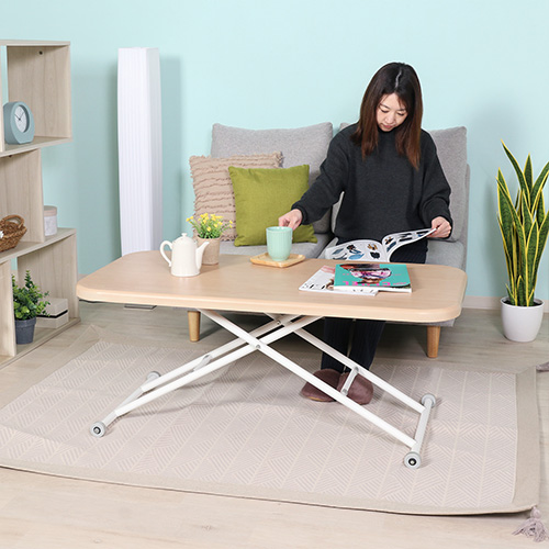 ガス昇降フリーテーブル ワイド 74711 不二貿易 ダイニングテーブル