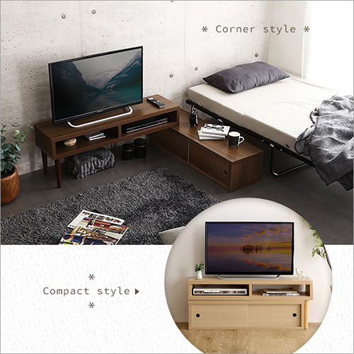 伸縮式テレビ台 引き戸タイプ SD-120EX--WOK ホワイトオーク ホーム