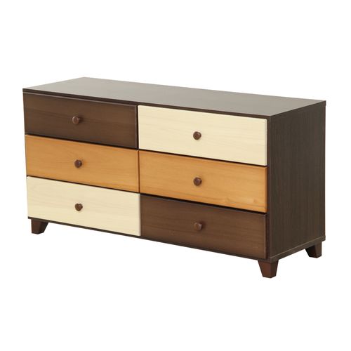 ブラウンを基調とした天然木ワイドチェスト 3段 幅117cm Loarシリーズ