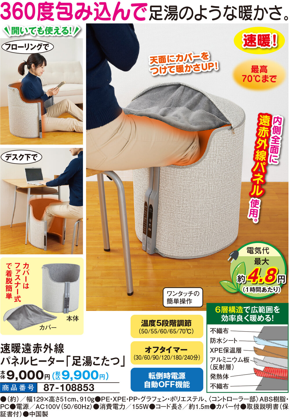 速暖遠赤外線パネルヒーター「足湯こたつ」: 生活雑貨・家電／は