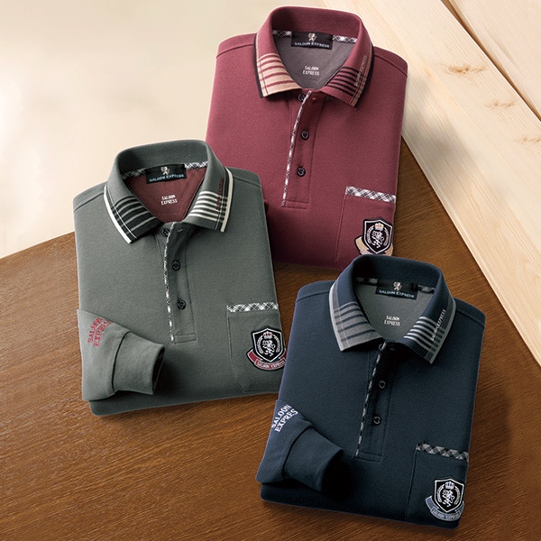 サルーン・エクスプレス 裏起毛刺しゅう入ポロシャツ3色組(M): メンズ