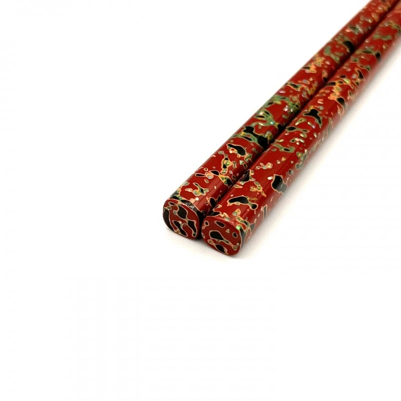 津軽塗箸 先乾漆 貝蒔 赤（中） - お買い物｜日本最大級の箸の通販